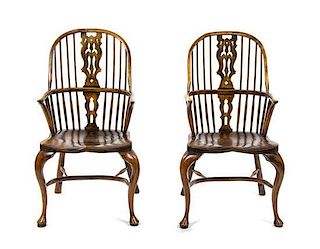 * A Pair of American Windsor Chairs, Height 41 inches.