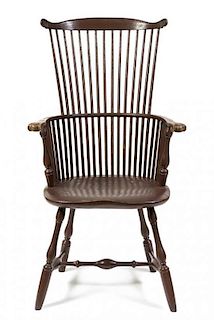 * An American Painted Comb-Back Windsor Chair, MODERN, Height 44 1/2 inches.