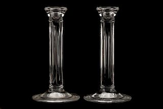 Pair of Tiffany & Co. Fluted Crystal Candlesticks