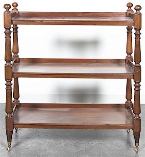 An English Mahogany Etegere, Height 44 1/2 x width 39 x depth 16 inches.