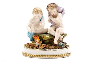 Porcelain Figural Group "Winter", Pre Lladro