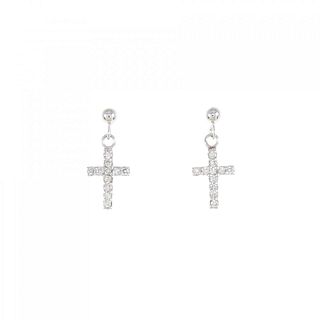K18WG Cross Diamond Earrings 0.12CT 