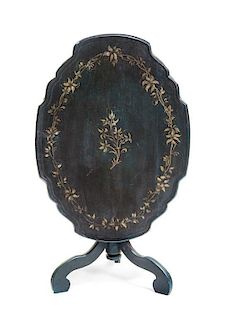 An American Painted Tilt-Top Tea Table, Height 28 x width 37 1/2 x depth 27 1/2 inches.