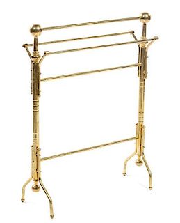 * A Victorian Brass Blanket Stand, Height 37 x width 28 inches.