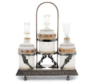 Victorian Ladies Silver & Glass Vanity Set, 19th C