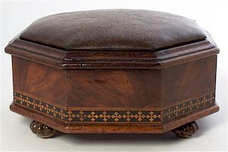 * A Tunbridge Style Marquetry Footstool, Diameter 11 1/2 inches.