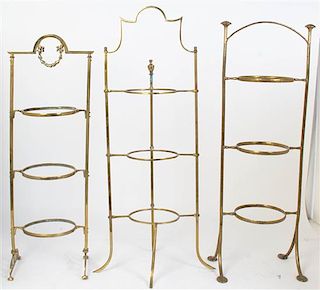* Three English Brass Dessert Stands, Height of tallest 29 1/2 inches.