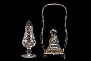Two Silverplated Pieces: Salt Shaker & Perfume