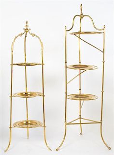 * Two English Brass Dessert Stands, Height of taller 40 inches.