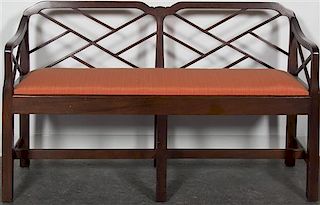 A Chippendale Style Mahogany Window Seat, Width 49 1/2 inches.