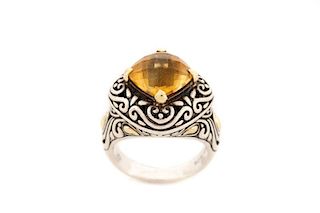 Designer Sterling, 14k Yellow Gold & Citrine Ring