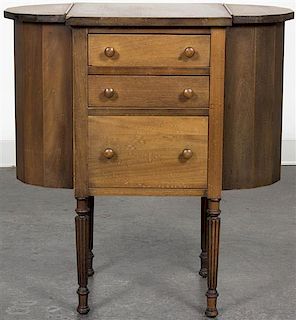 A Mahogany Sewing Table, Height 29 x width 27 1/2 x depth 14 inches.