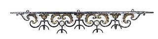 A Victorian Wrought Iron Coat Rack, Width 51 1/4 inches.