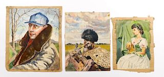 Collection of Early 20th C. Watercolor Portraits
