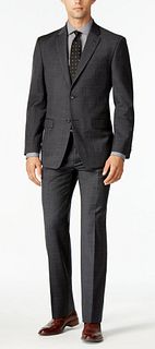Tommy Hilfiger L33609 Modern-Fit Windowpane Stretch Suit Sz 42L Pants Sz 42-36