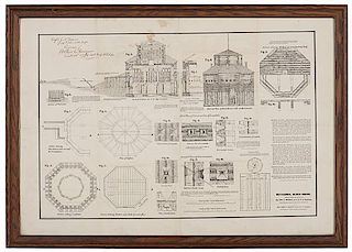 Octagonal Block-House Civil War-Period Drawing, January 1865, Signed by Lieut. Arthur L. Conger, 115th O.V.I. 