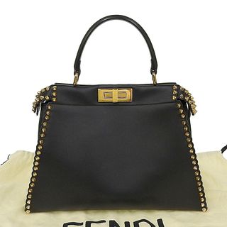 Fendi FENDI peekaboo studs handbag leather black