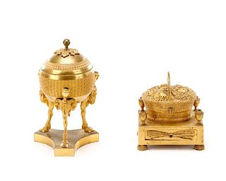 Collection of Continental Gilt Bronze Inkwells