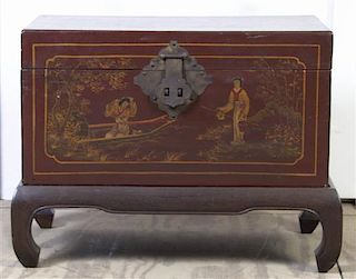 A Chinese Chest, Height 12 1/2 x width 24 1/2 x depth 16 inches.