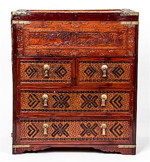 A Chinese Bamboo Chest, Height 23 3/4 inches.