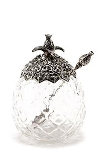 Gorham Pineapple Motif Jelly Jar with Spoon
