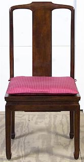 * A Chinese Style Mahogany Side Chair, Height 40 1/2 inches.