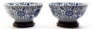 A Pair of Chinese Porcelain Bowls, Diameter 10 inches.