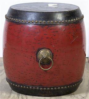A Chinese Drum. Height 18 inches.