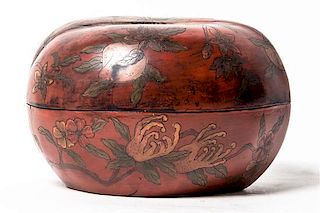 A Red Lacquer Box and Cover, Width 8 5/8 inches.