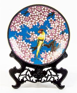 A Chinese Cloisonne Enamel Dish, Diameter 10 inches.