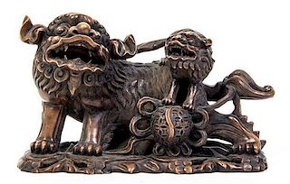A Chinese Composite Animalier Figural Group, Width 11 1/2 inches.