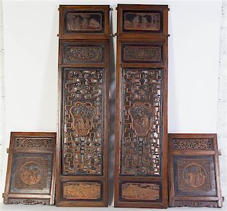 Two Chinese Carved Panels, Height 66 inches.
