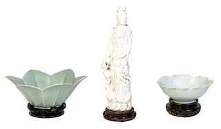 * A Group of Chinese Porcelain Articles, Height of figure 10 3/4 inches.