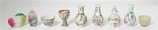 * A Group of Chinese Glazed Ceramic Articles, Height of tallest 3 3/4 inches.