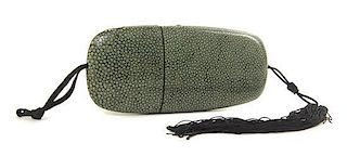 * A Chinese Shagreen Glasses Case, Width 6 1/4 inches.