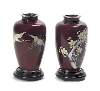 A Pair of Cloisonne Vases, Height 5 inches.