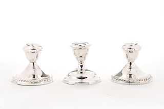 Group of 3 Sterling Weighted Candlestick Holders