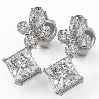 2.75 ctw Princess Cut Diamond Designer Earrings 18K White Gold