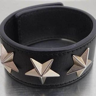 Givenchy GIVENCHY Bangle Starstuds Black Leather Bracelet Breath Ladies