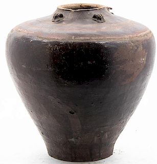 A Chinese Ceramic Storage Vessel, Height 18 inches.