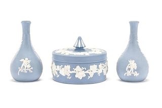 Collection of 3 Wedgwood Blue Jasperware Items