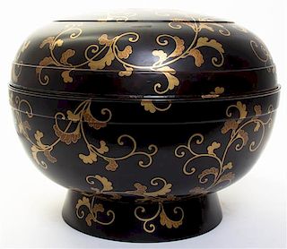 A Japanese Lacquered Rice Container, Diameter 16 1/2 inches.