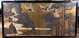 Japanese Wood Panels, Height 47 7/8 x width 15 7/8 inches (each).