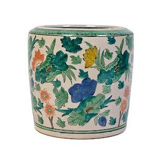A Polychrome Enamel Jardiniere, Height 9 1/4 inches.