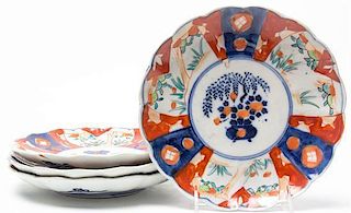 * A Set of Four Imari Porcelain Plates, Diameter 8 3/8 inches.