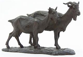 A Japanese Bronze Animalier Group, Width 12 inches.