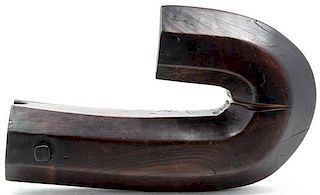 A Japanese Carved Hardwood Hook, Width 23 inches.