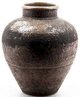 An Earthenware Storage Vessel, possibly Japanese, Height 16 1/4 inches.