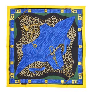 Celine CELINE leopard print large scarf silk multicolor