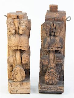 Two Carved Wood Figures, Tallest 15 inches.